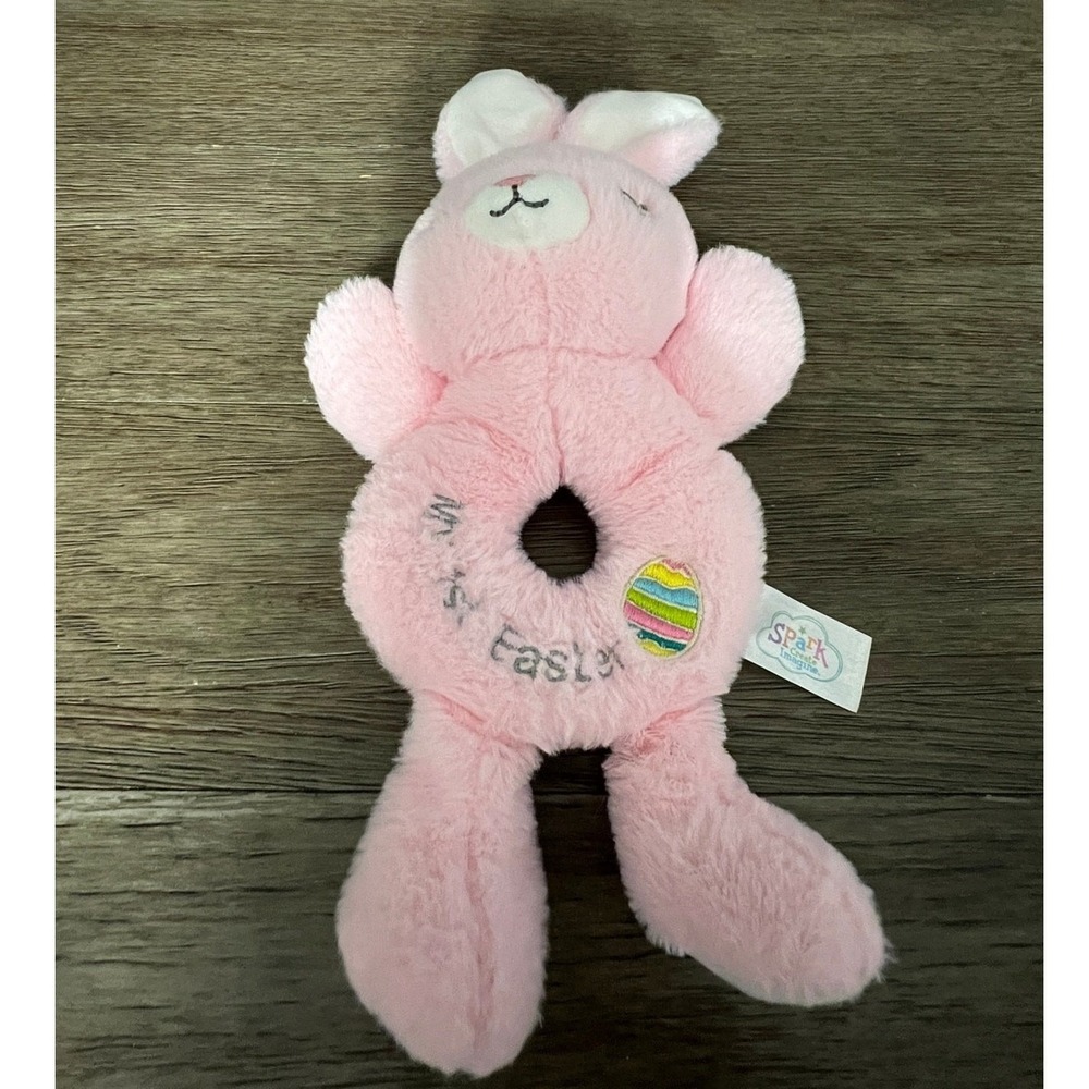 Spark Create Imagine My 1st Easter Pink Bunny Rattle Plush Baby‎ Toy